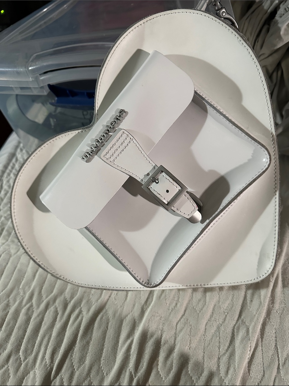 Miu Miu White Heart-Shaped Mini Crossbody Bag with Buckle